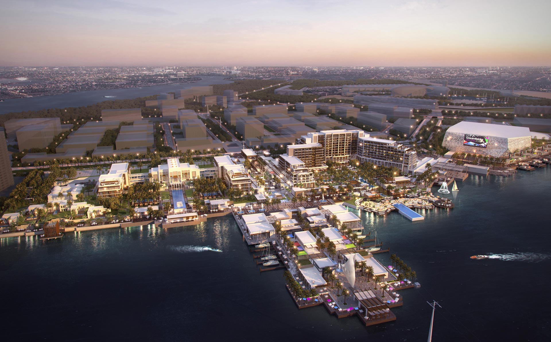 Render of Yas Bay and Arena at Yas Island